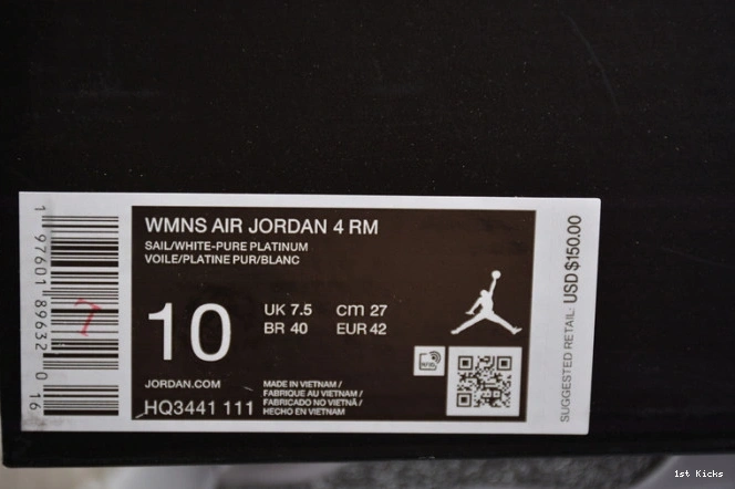 1st Kicks Shoes silver air metallic rm hq3441- 1466 white jordan wmns SportInspired 4 1118